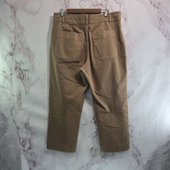 Everlane Pants Womens 16 Brown Crop High Rise Straight Chino Organic Utility - Picture 1 of 13